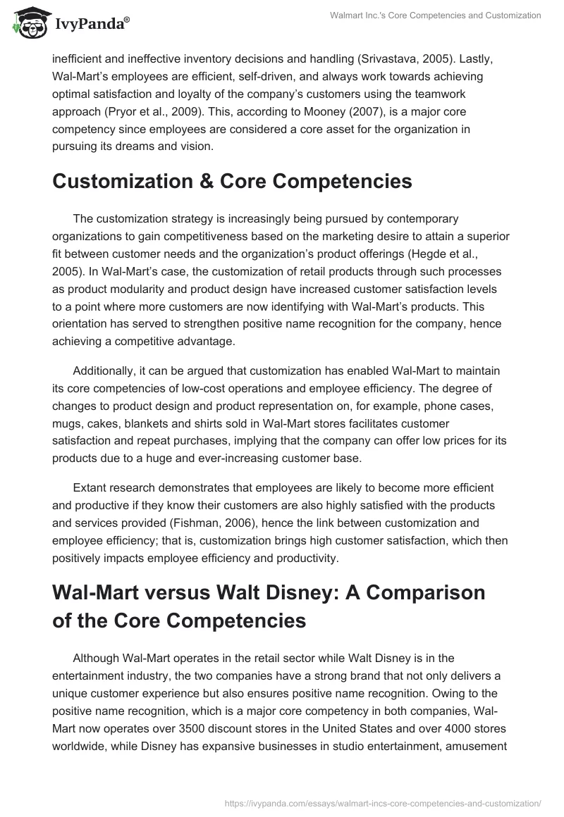 Walmart Inc.'s Core Competencies and Customization. Page 2