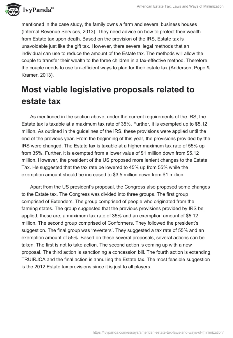 American Estate Tax, Laws and Ways of Minimization. Page 2