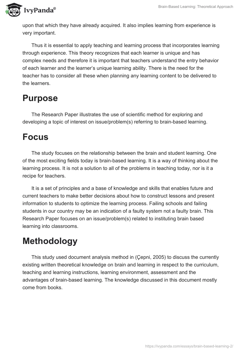 Brain-Based Learning: Theoretical Approach. Page 2