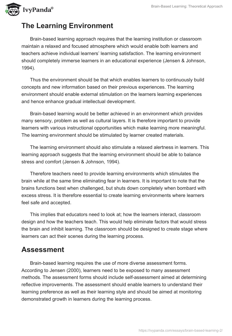 Brain-Based Learning: Theoretical Approach. Page 4