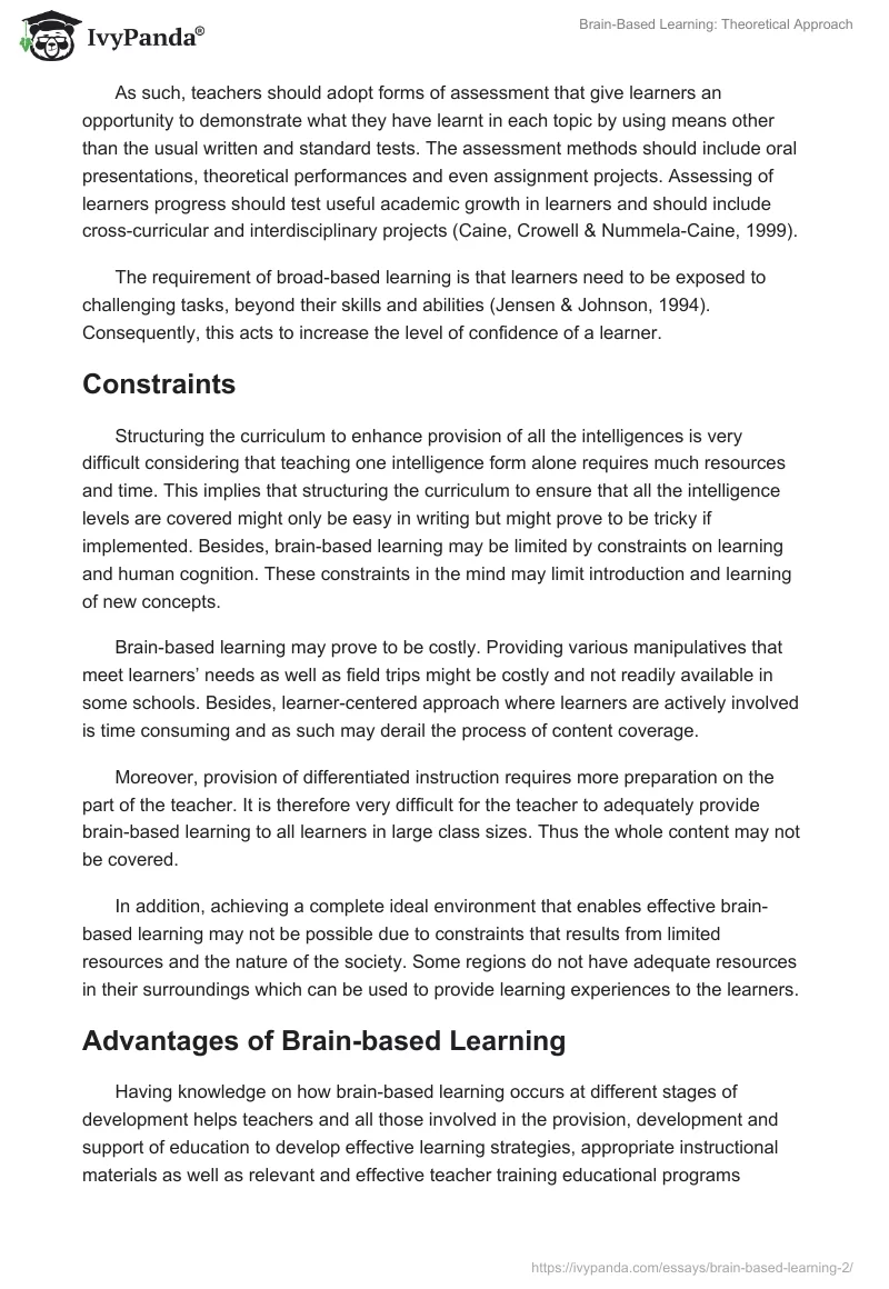 Brain-Based Learning: Theoretical Approach. Page 5