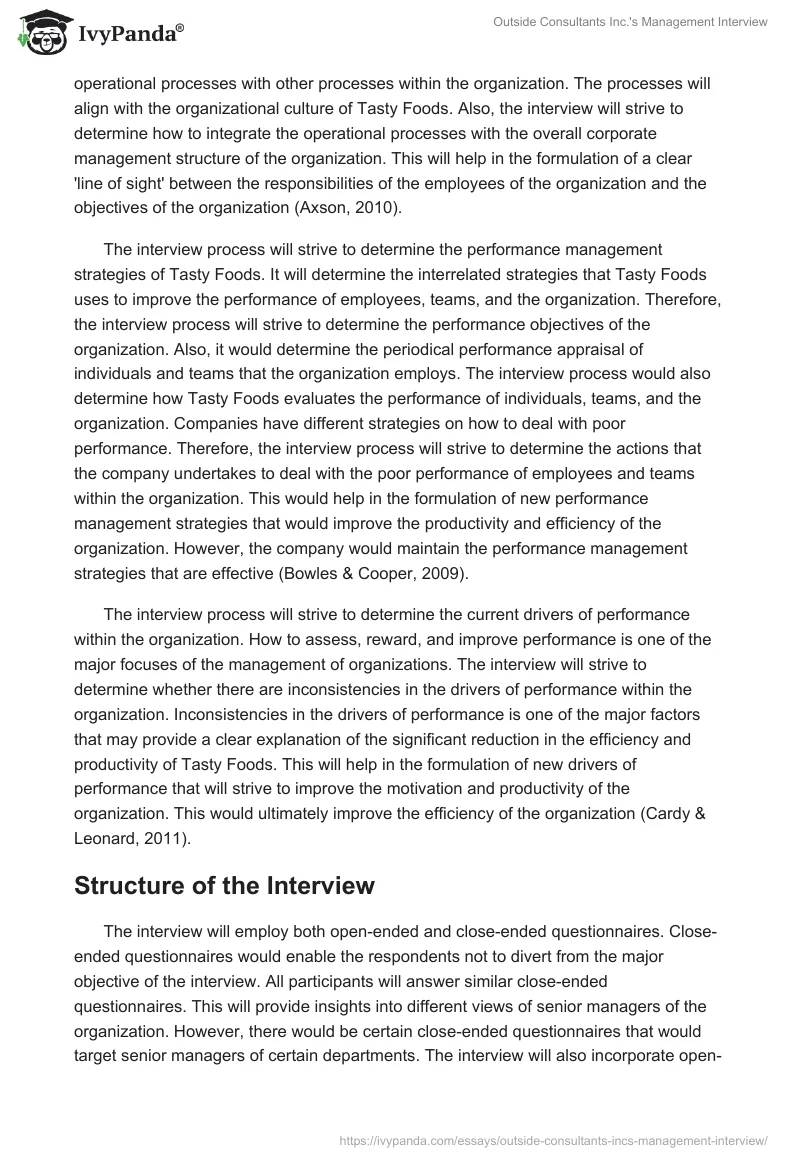 Outside Consultants Inc.'s Management Interview. Page 2