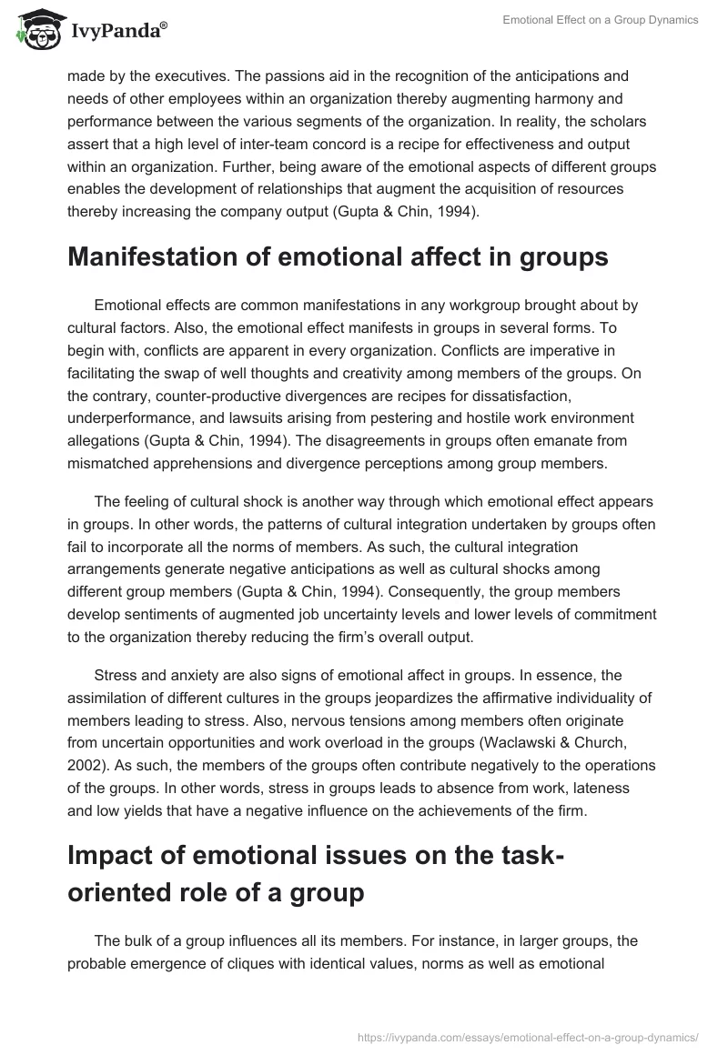 Emotional Effect on a Group Dynamics. Page 2