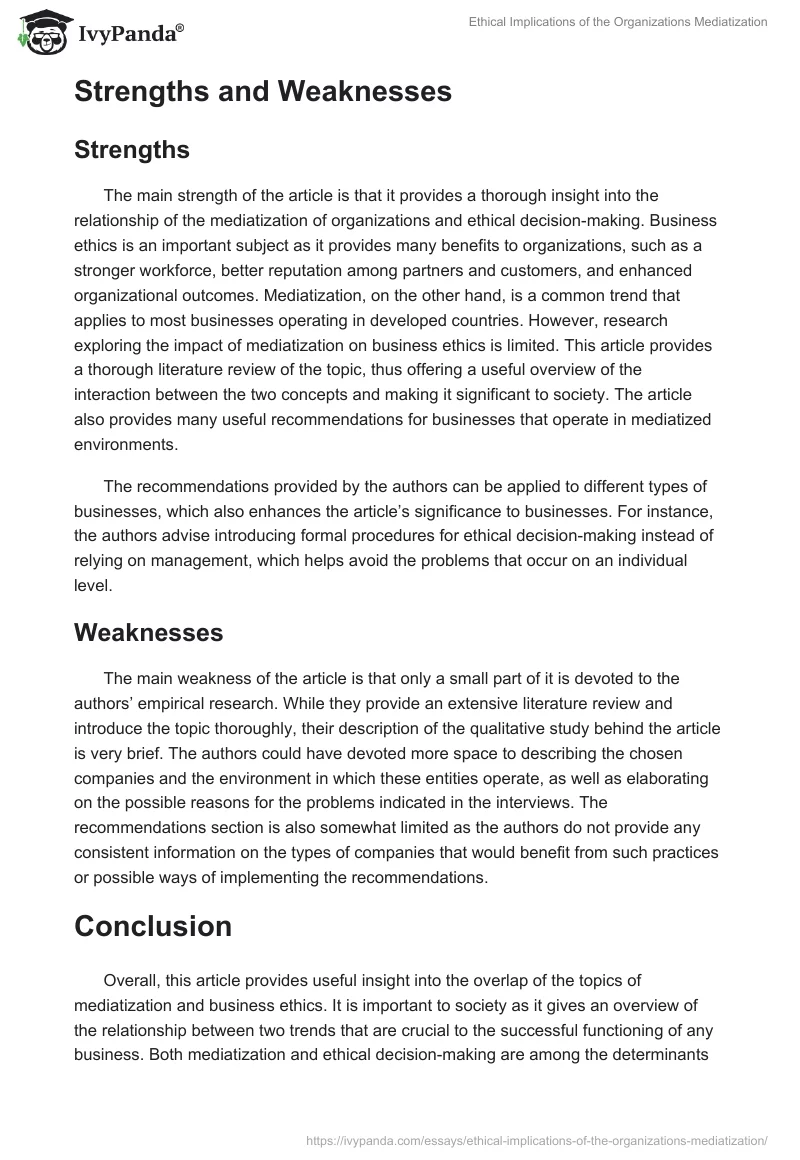 Ethical Implications of the Organizations Mediatization. Page 2