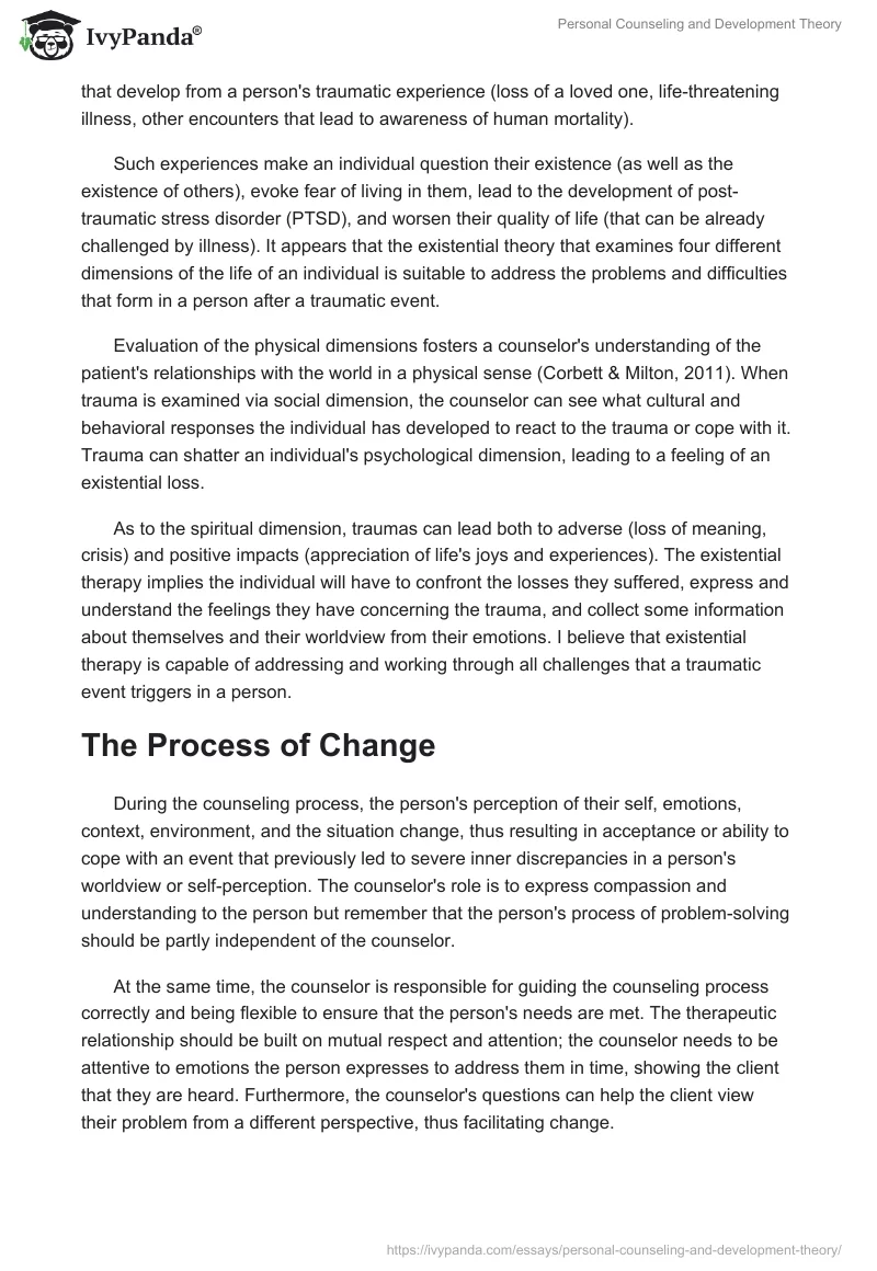 Personal Counseling and Development Theory. Page 4