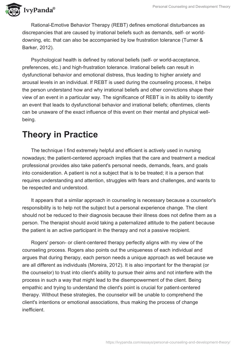 Personal Counseling and Development Theory. Page 5