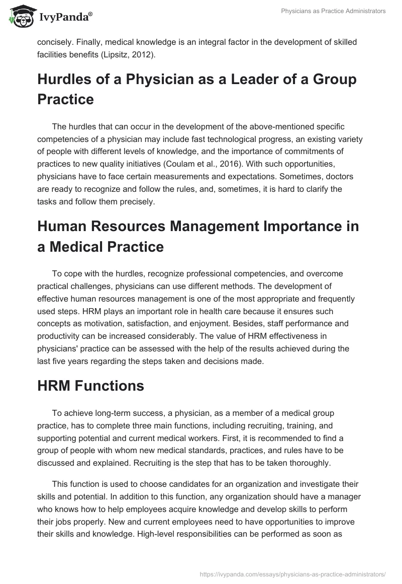 Physicians as Practice Administrators. Page 3