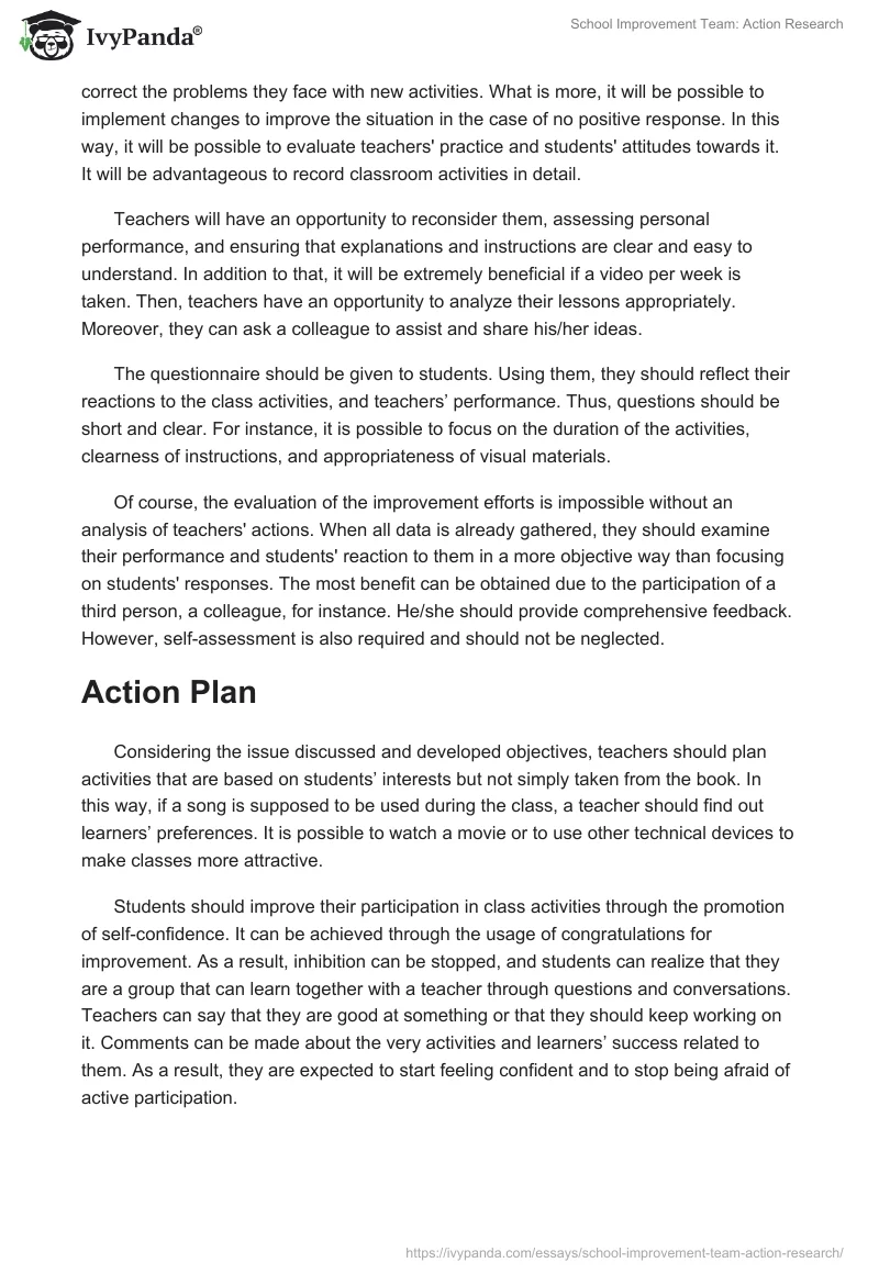 School Improvement Team: Action Research. Page 4