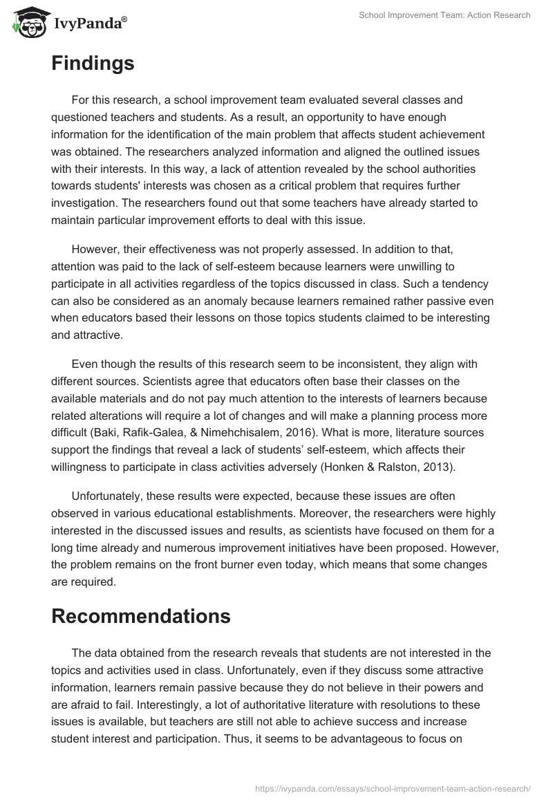 School Improvement Team: Action Research. Page 5