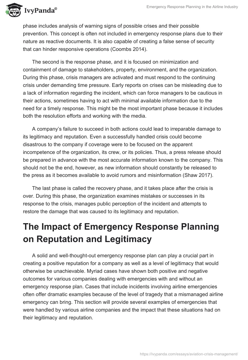 Emergency Response Planning in the Airline Industry. Page 4