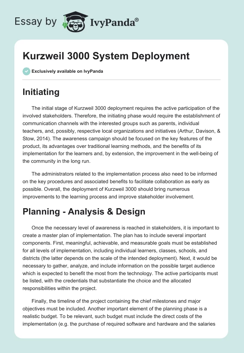 Kurzweil 3000 System Deployment. Page 1