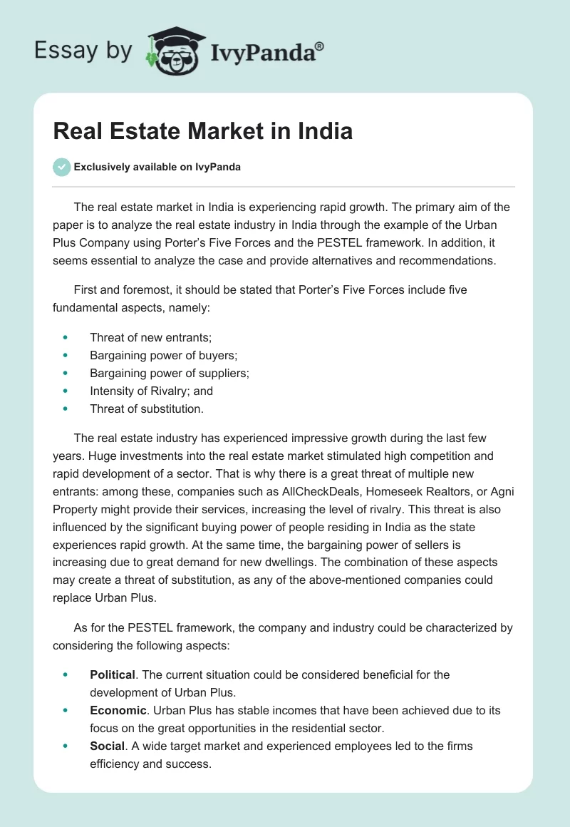 Real Estate Market in India. Page 1