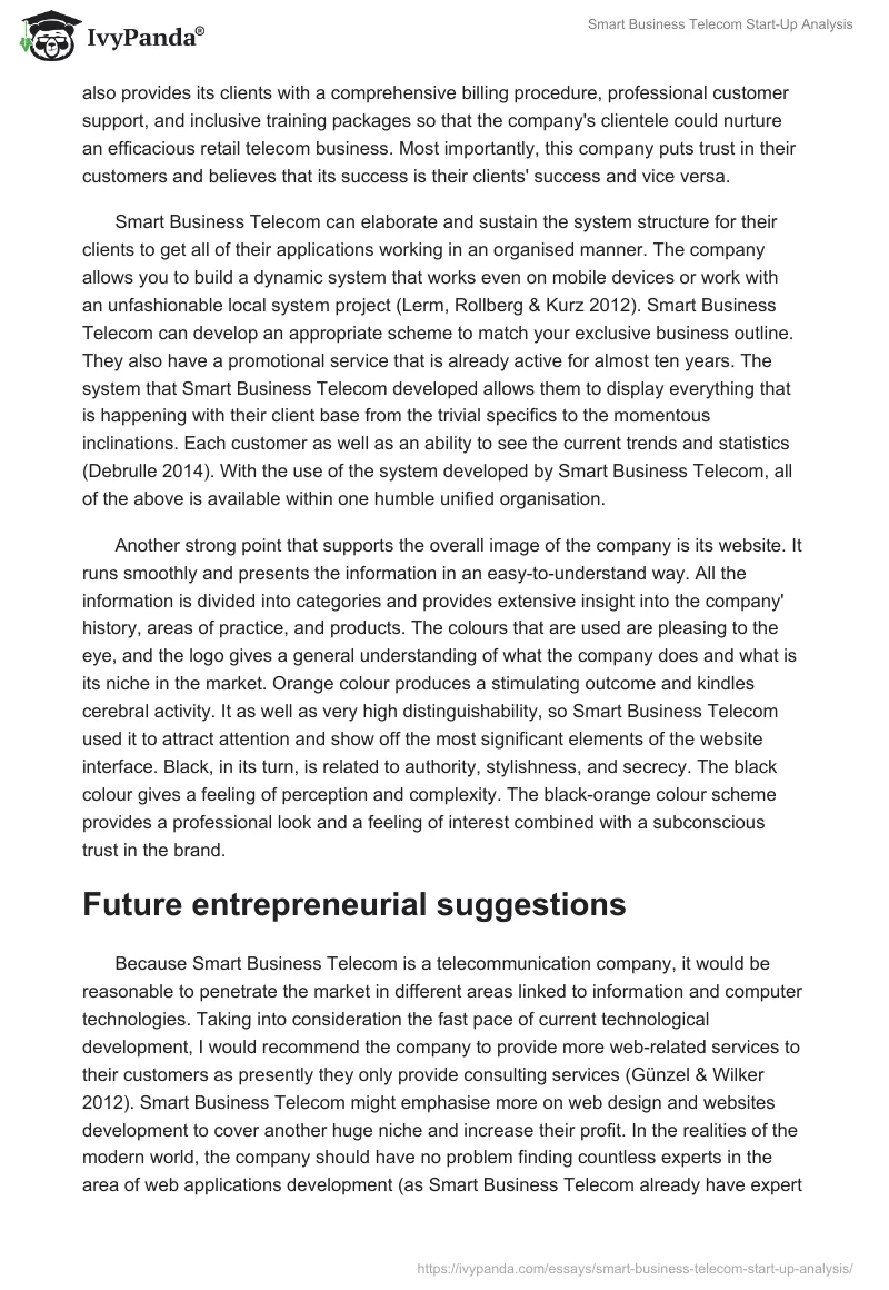Smart Business Telecom Start-Up Analysis. Page 3