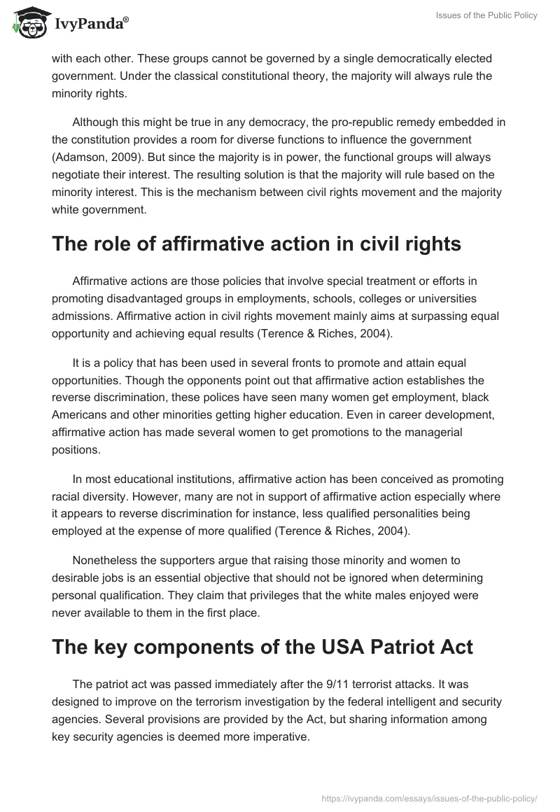 Issues of the Public Policy. Page 5