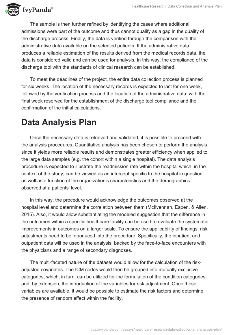 Healthcare Research: Data Collection and Analysis Plan. Page 3