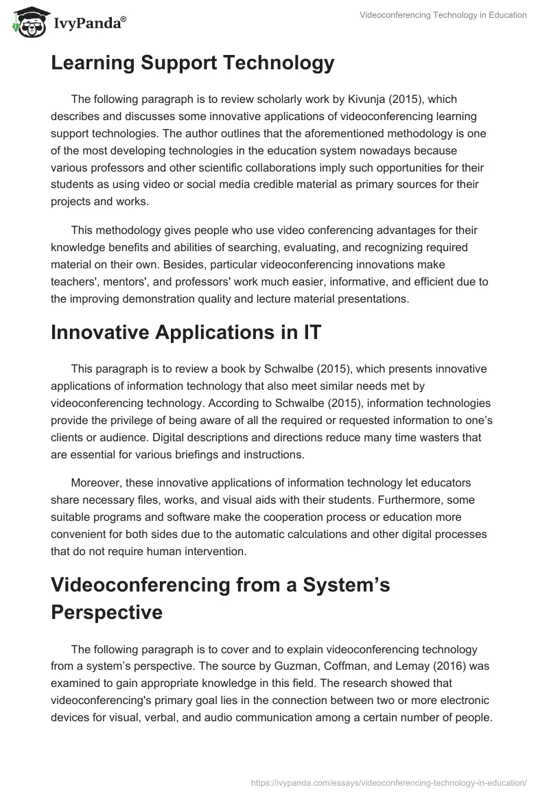 Videoconferencing Technology in Education. Page 2