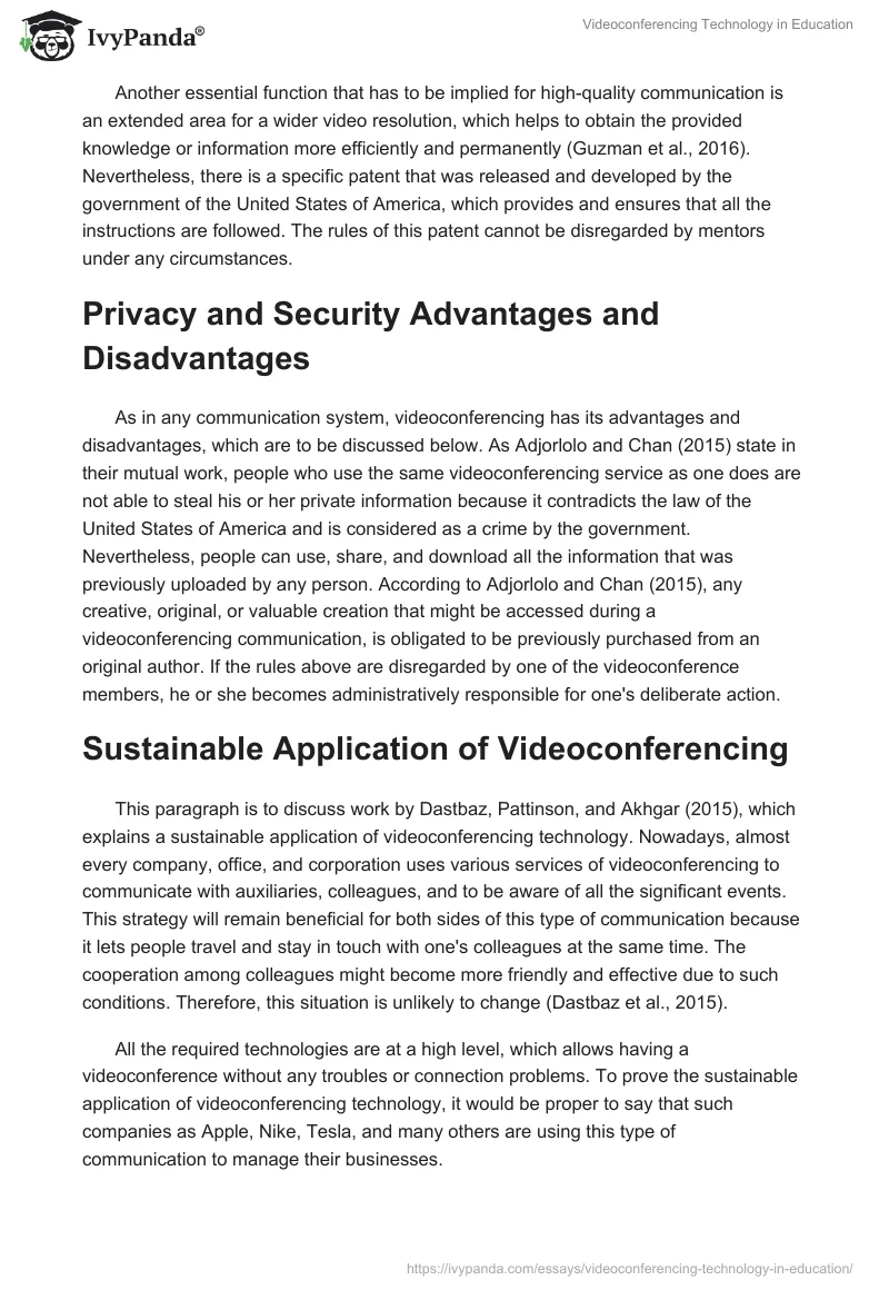 Videoconferencing Technology in Education. Page 3