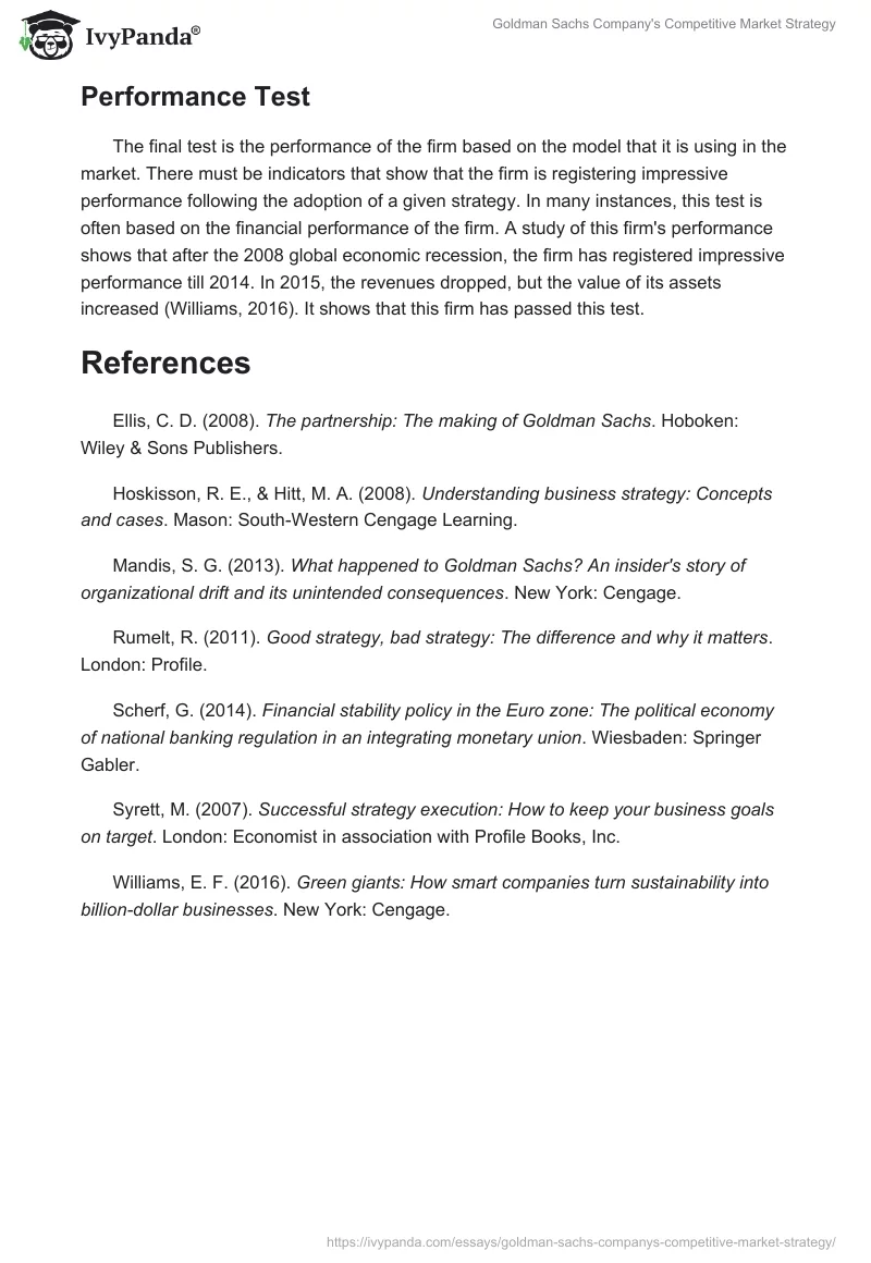 Goldman Sachs Company's Competitive Market Strategy. Page 3