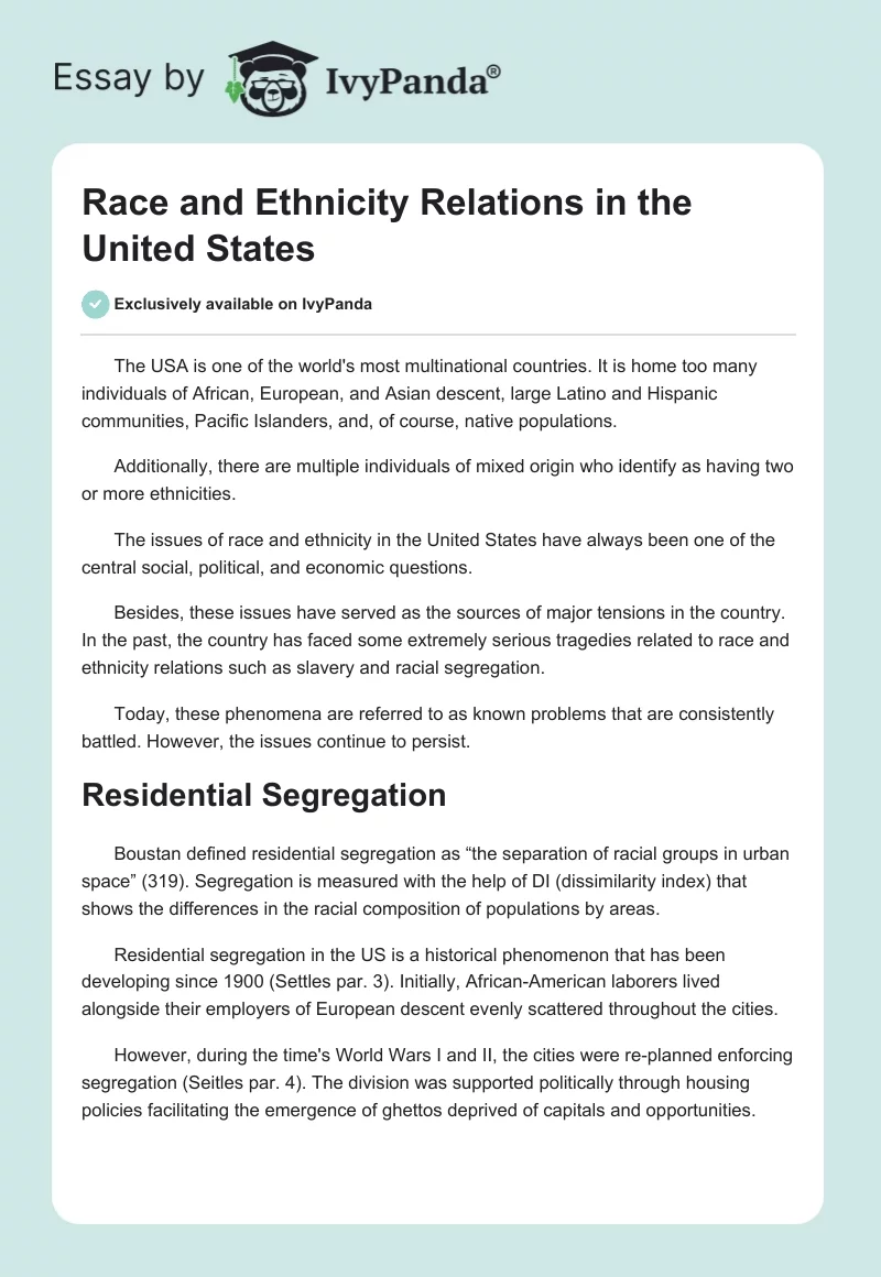 Race and Ethnicity Relations in the United States. Page 1