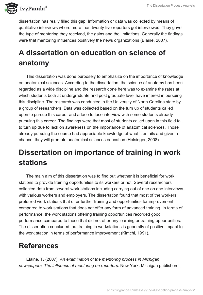 The Dissertation Process Analysis. Page 2