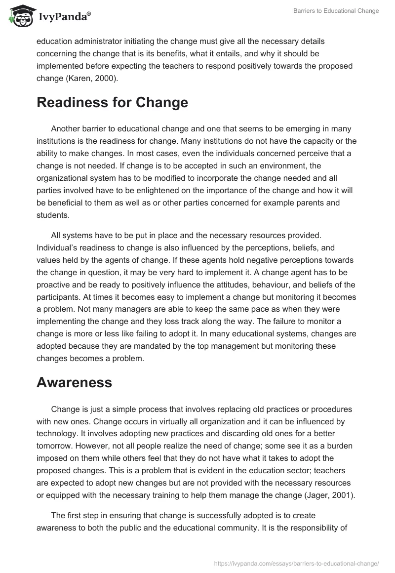 Barriers to Educational Change. Page 2