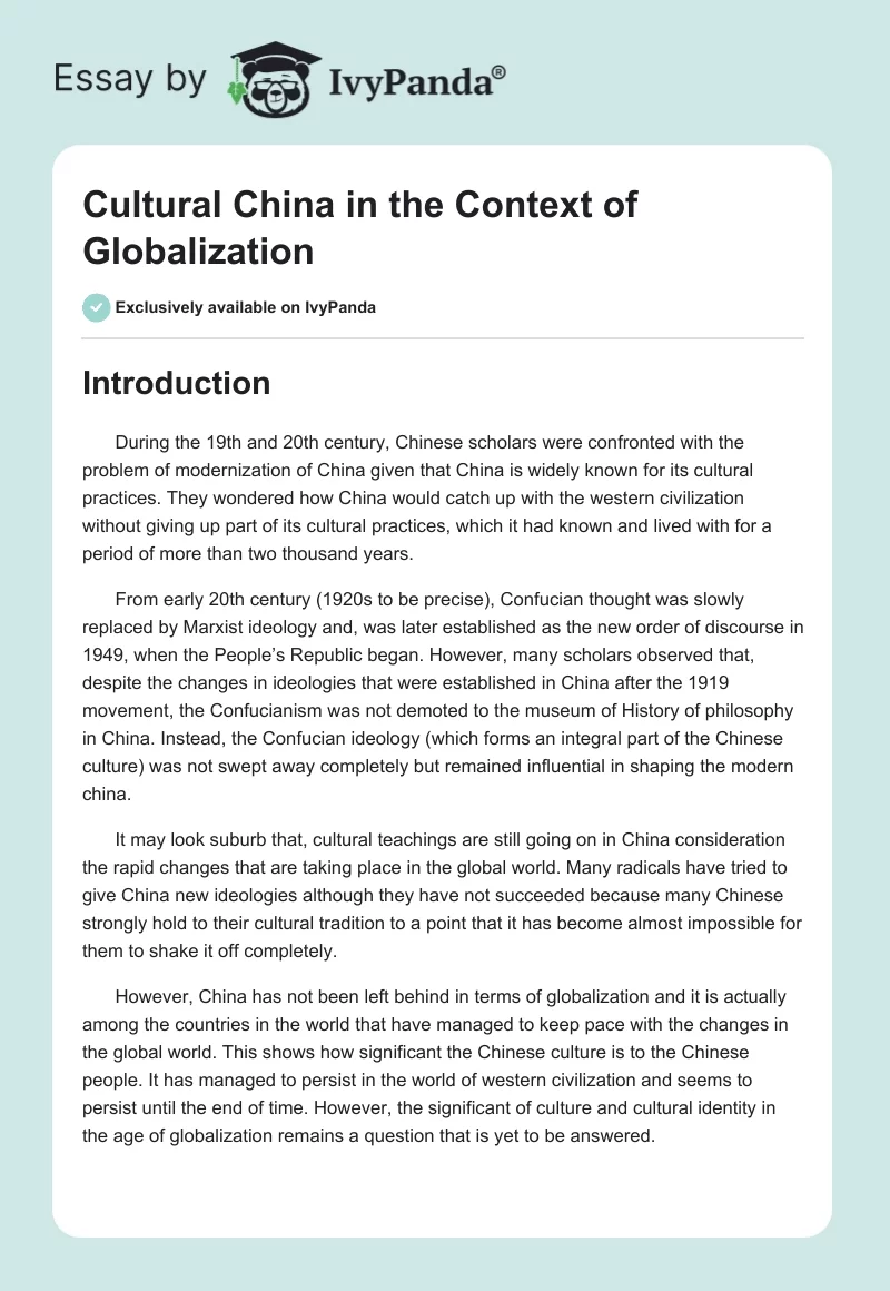Cultural China in the Context of Globalization. Page 1