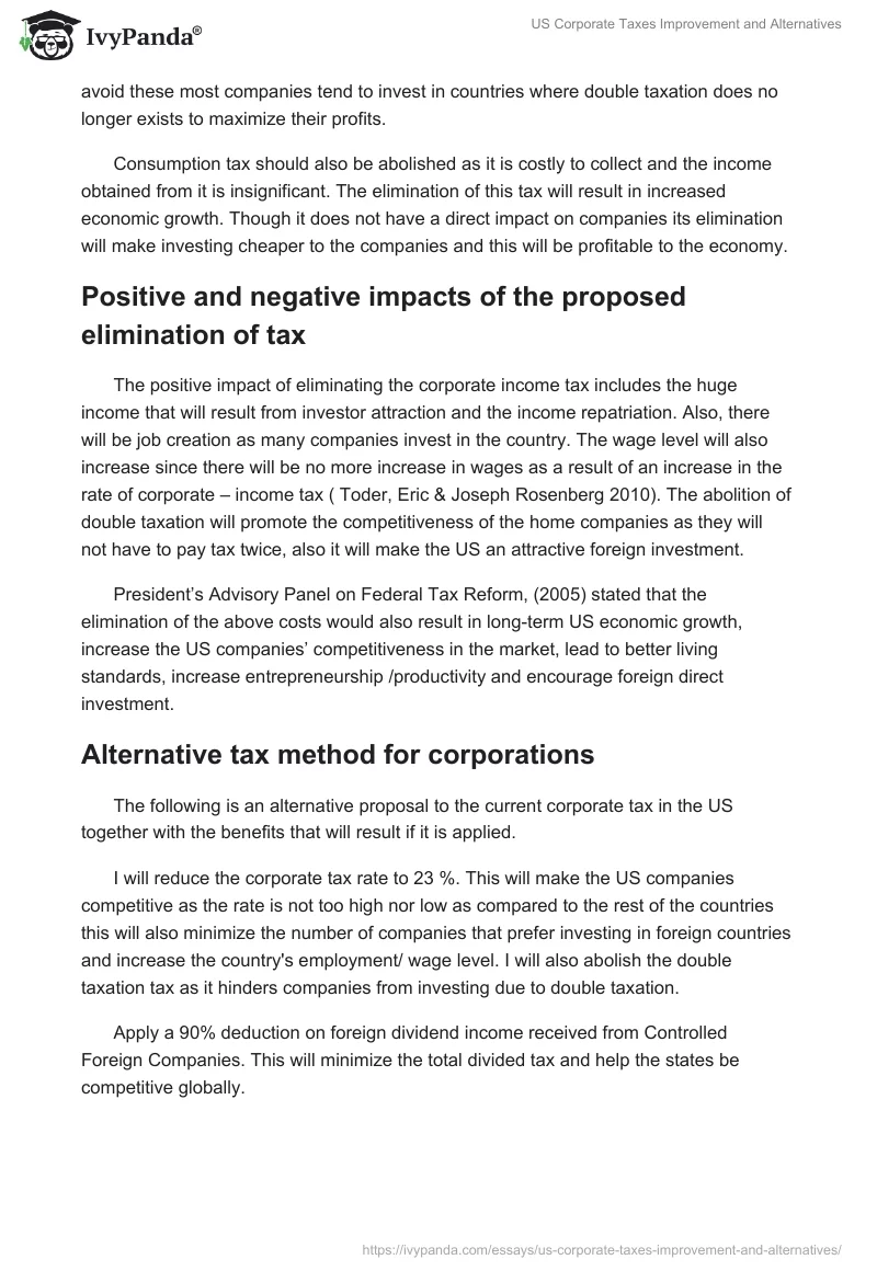 US Corporate Taxes Improvement and Alternatives. Page 3
