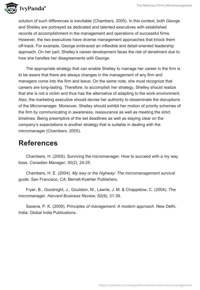 The Retronics Firm's Micromanagement. Page 4