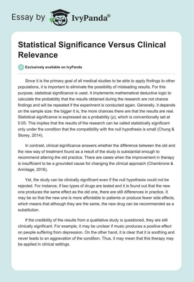 Statistical Significance Versus Clinical Relevance. Page 1