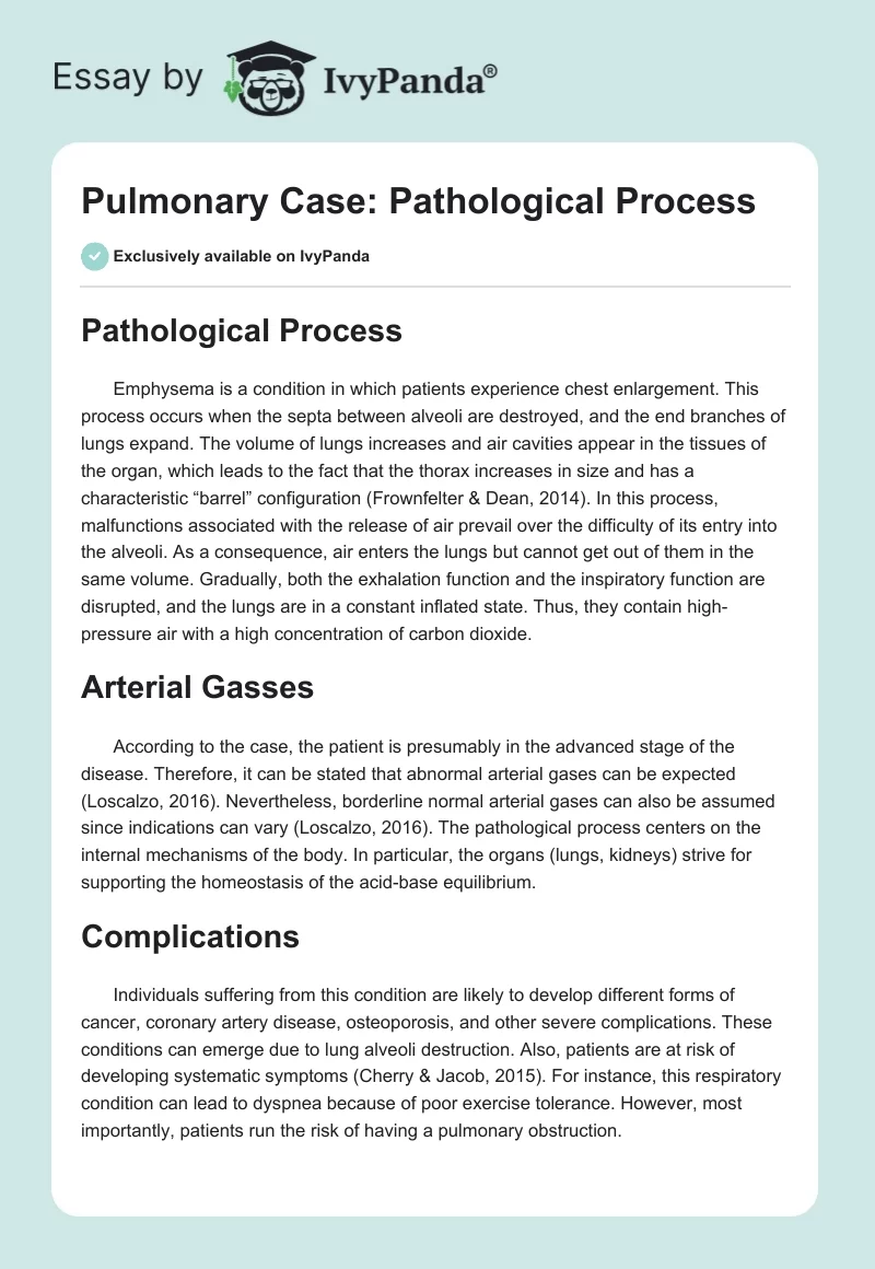Pulmonary Case: Pathological Process. Page 1