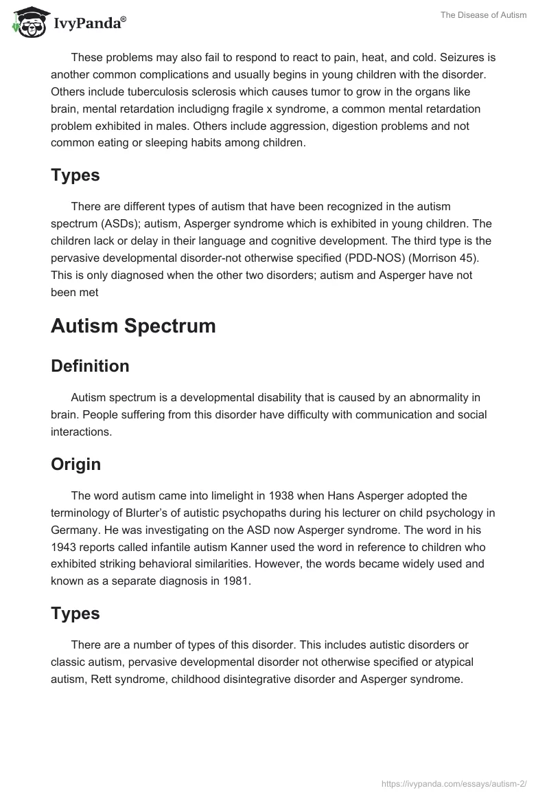 The Disease of Autism. Page 2