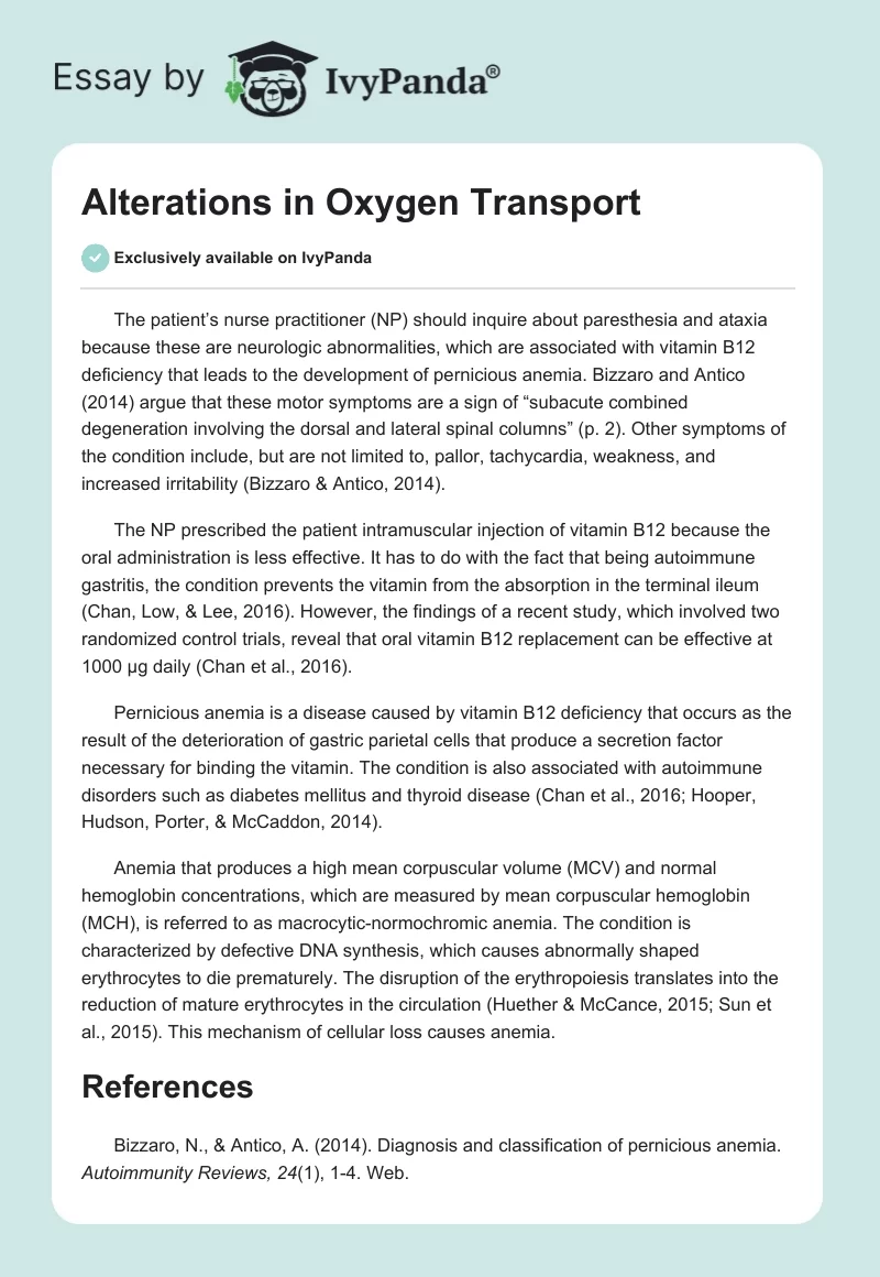 Alterations in Oxygen Transport. Page 1