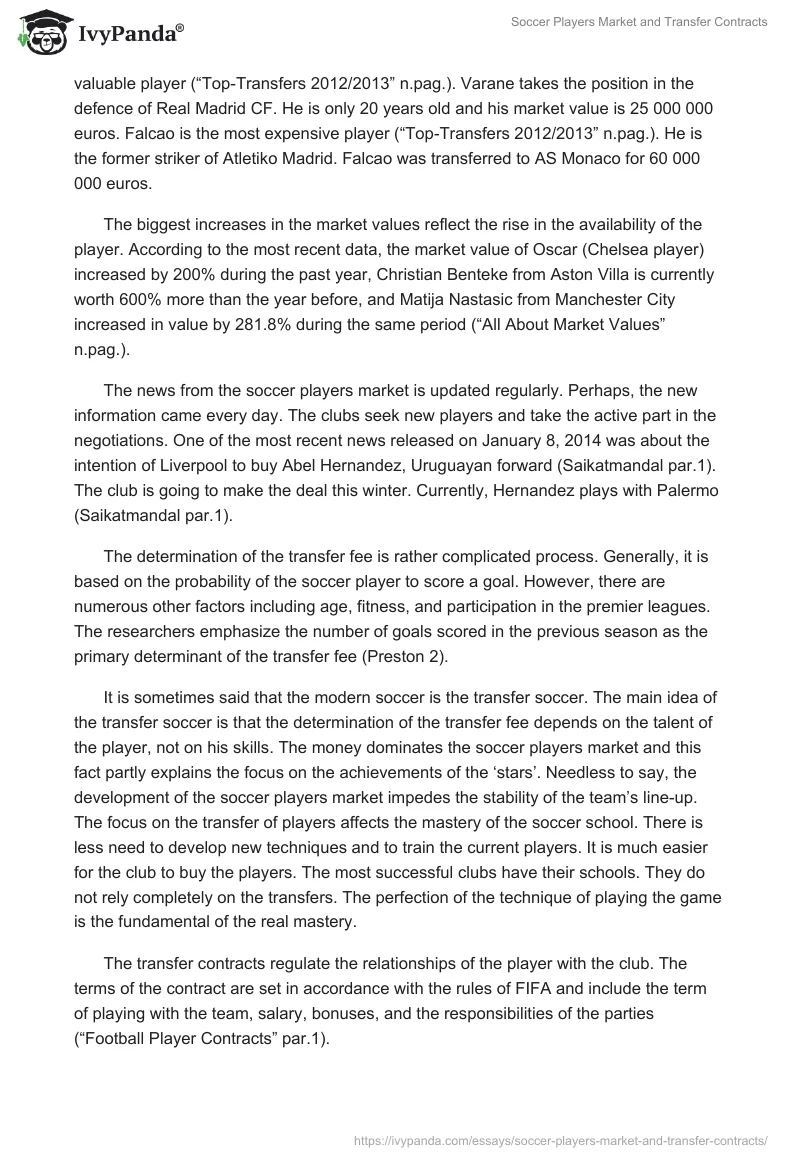 Soccer Players Market and Transfer Contracts. Page 2
