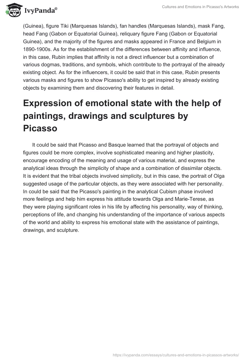 Cultures and Emotions in Picasso's Artworks. Page 2
