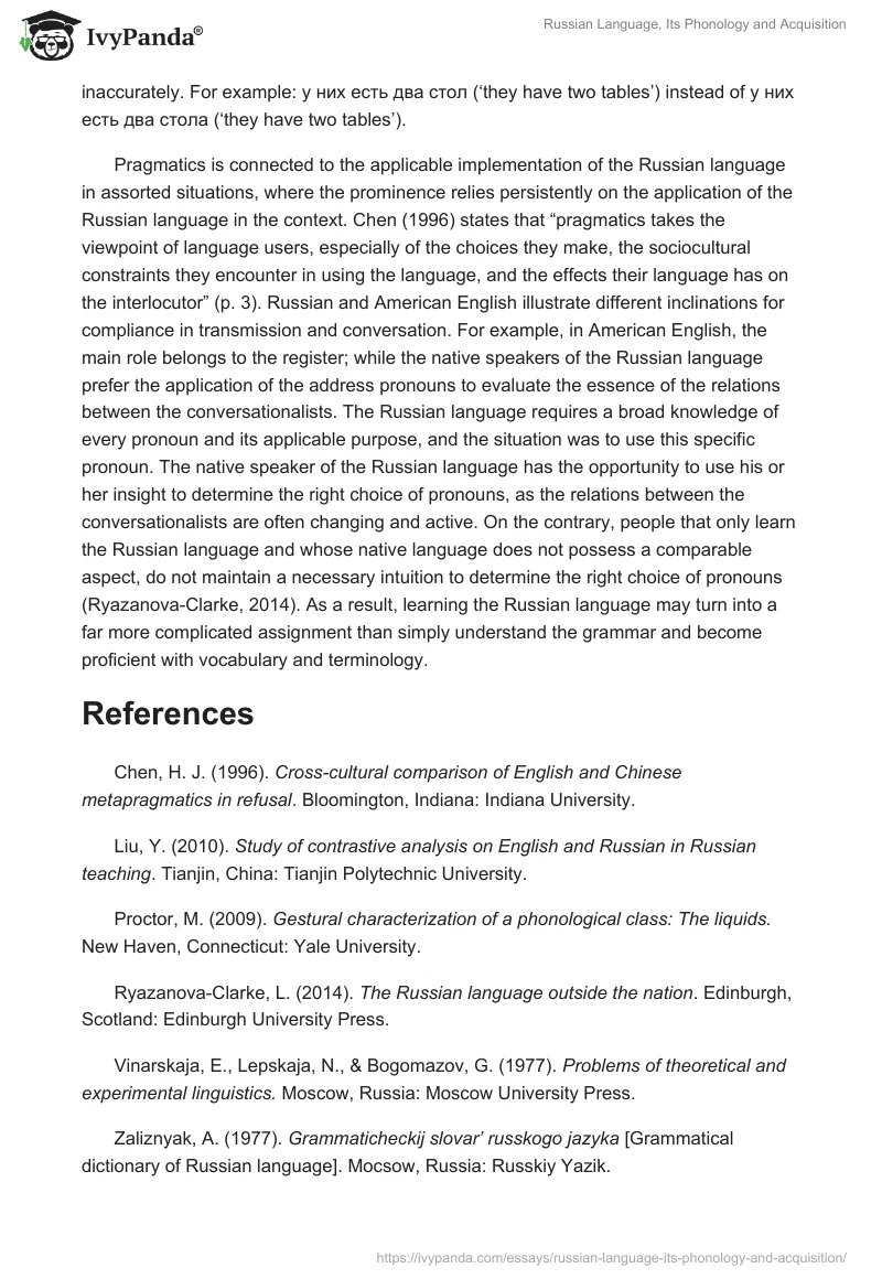 Russian Language, Its Phonology and Acquisition. Page 3