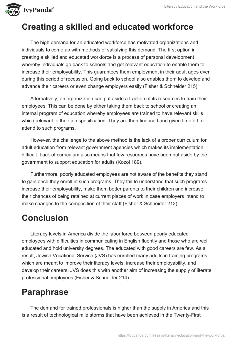 Literacy Education and the Workforce. Page 2