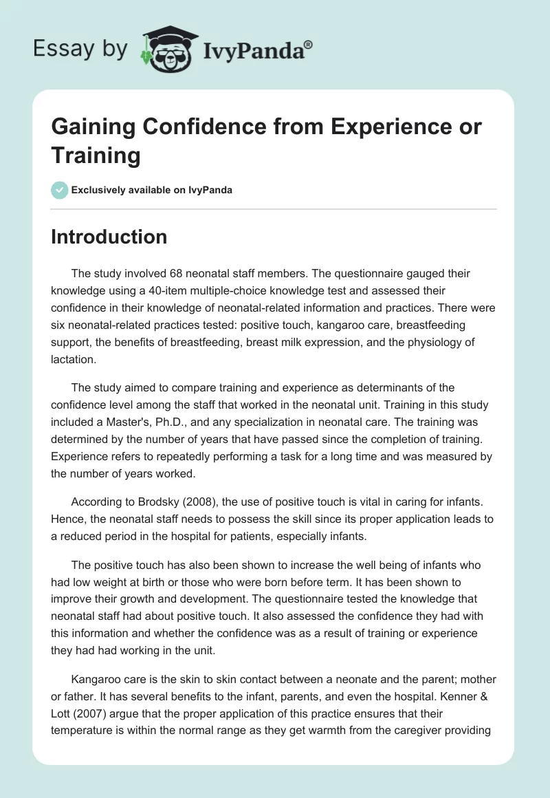 Gaining Confidence from Experience or Training. Page 1
