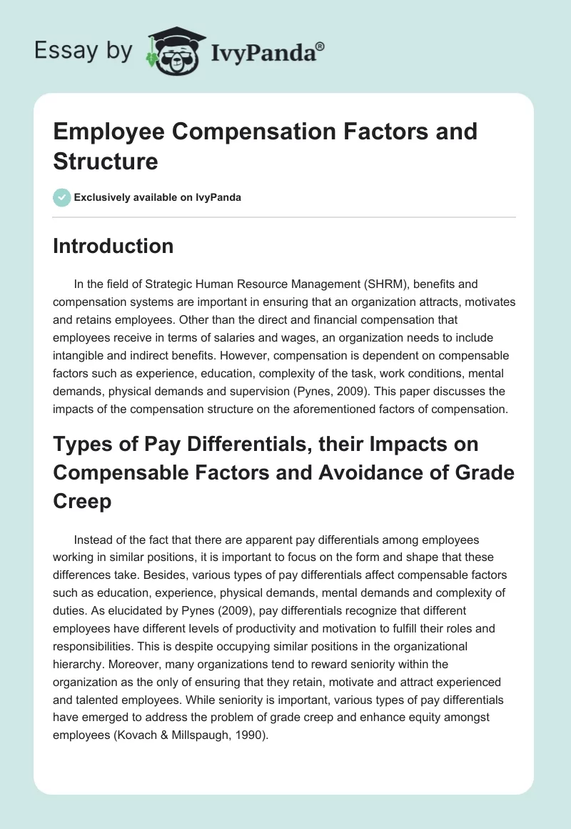 Employee Compensation Factors and Structure. Page 1