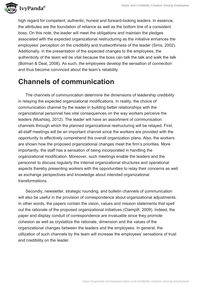Vision and Credibility Creation Among Employees. Page 4