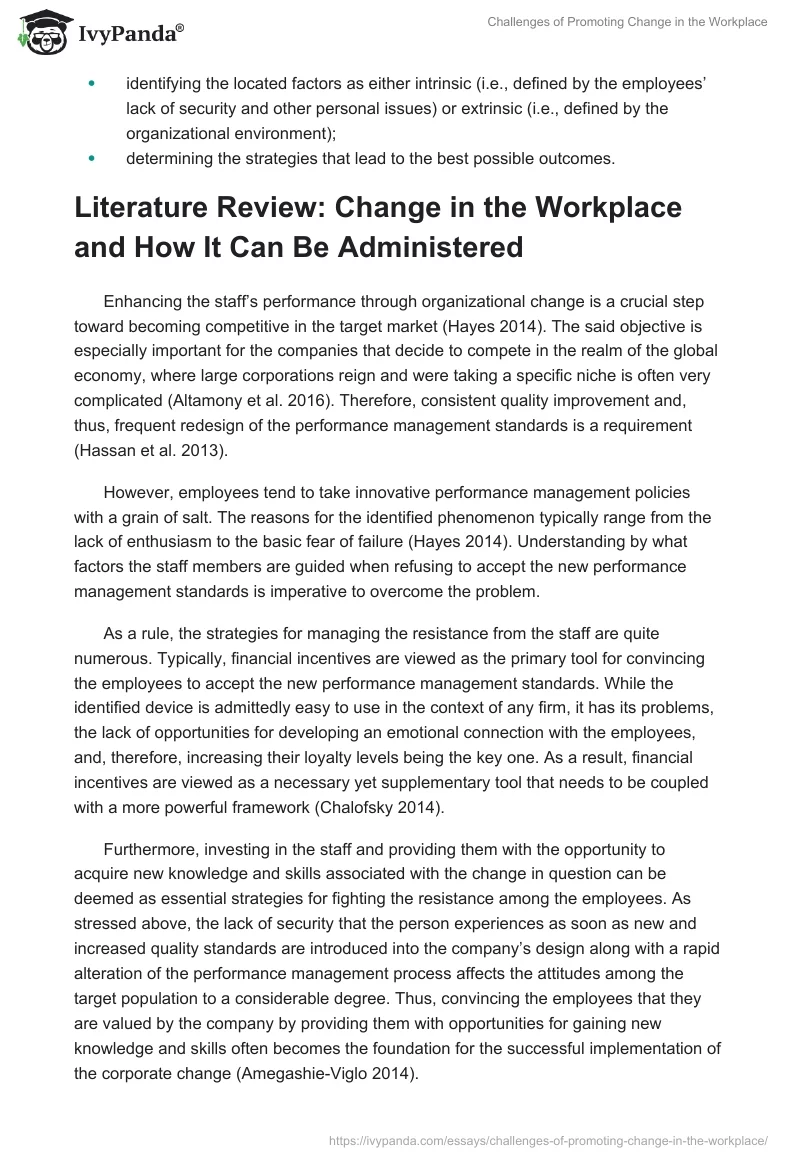 Challenges of Promoting Change in the Workplace. Page 2