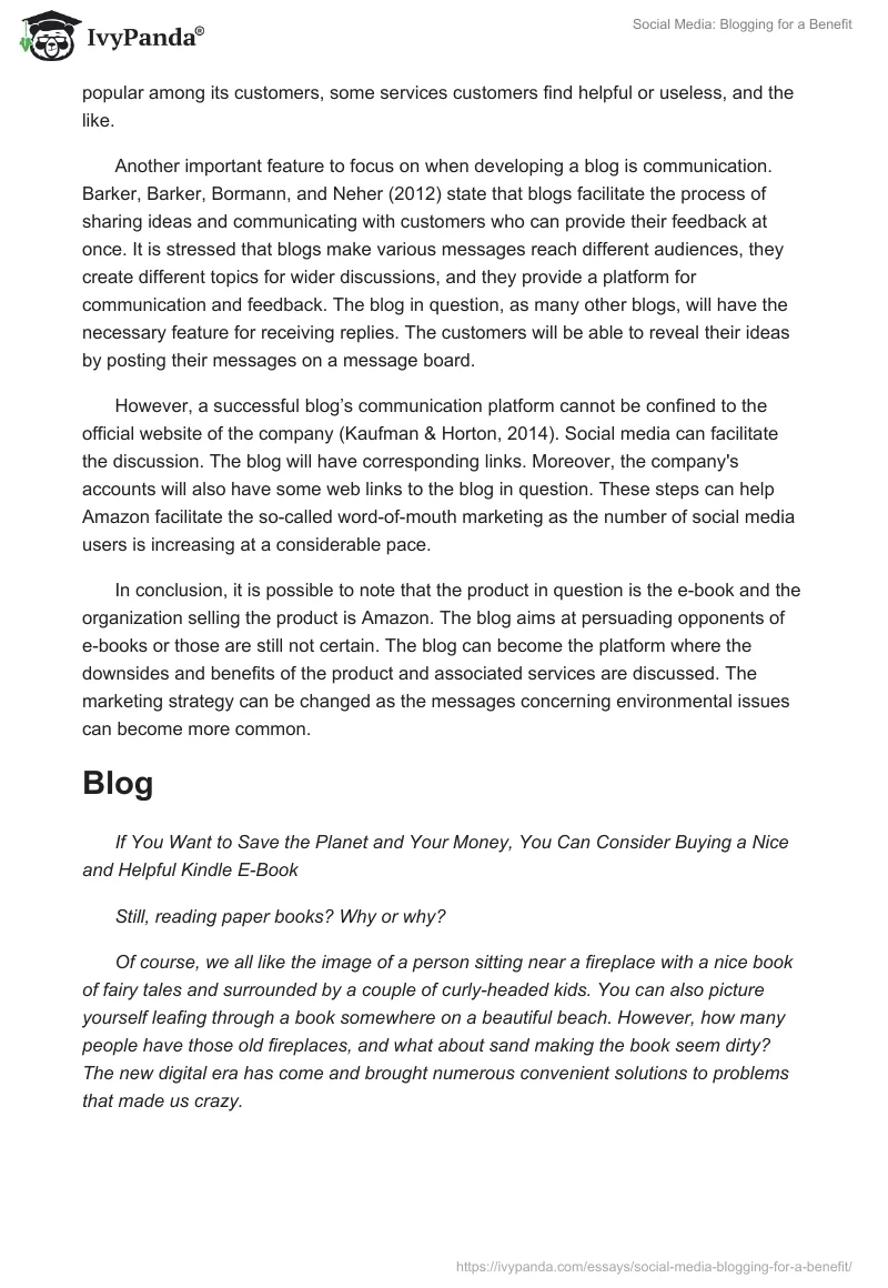 Social Media: Blogging for a Benefit. Page 2