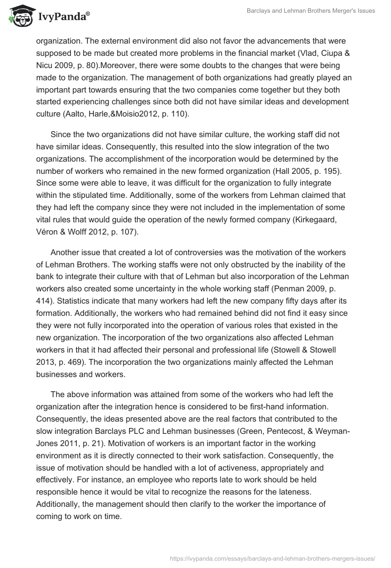 Barclays and Lehman Brothers Merger's Issues. Page 3