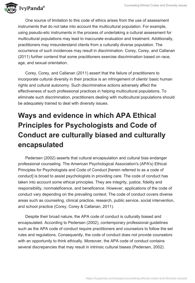 Counseling Ethical Codes and Diversity Issues. Page 2