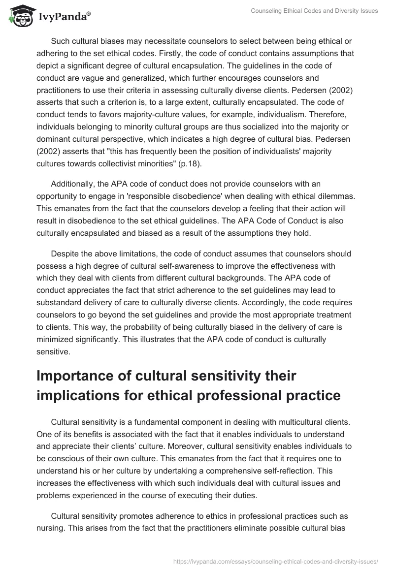 Counseling Ethical Codes and Diversity Issues. Page 3