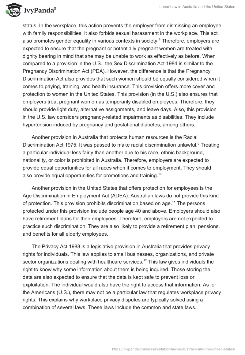 Labor Law in Australia and the United States. Page 4