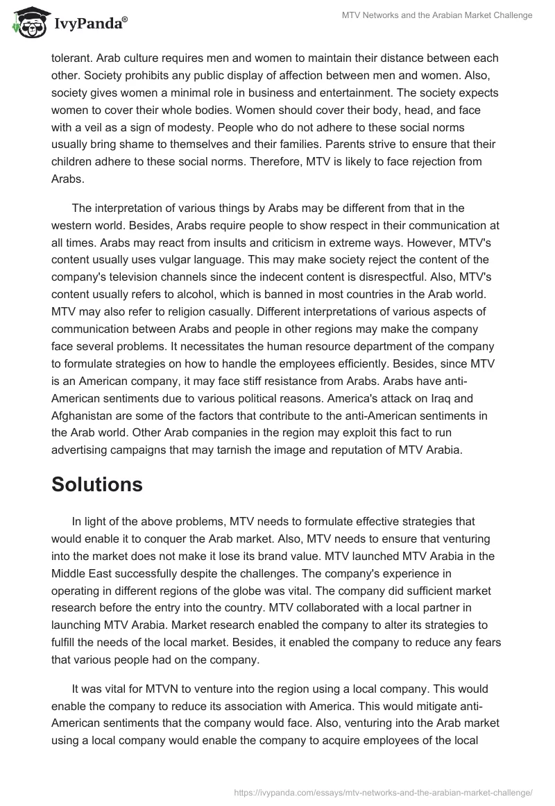 MTV Networks and the Arabian Market Challenge. Page 2