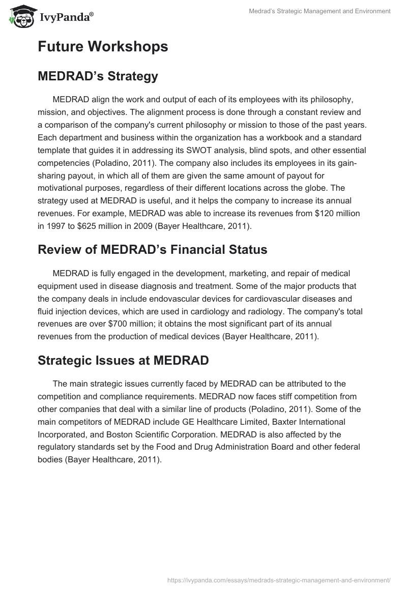 Medrad’s Strategic Management and Environment. Page 2