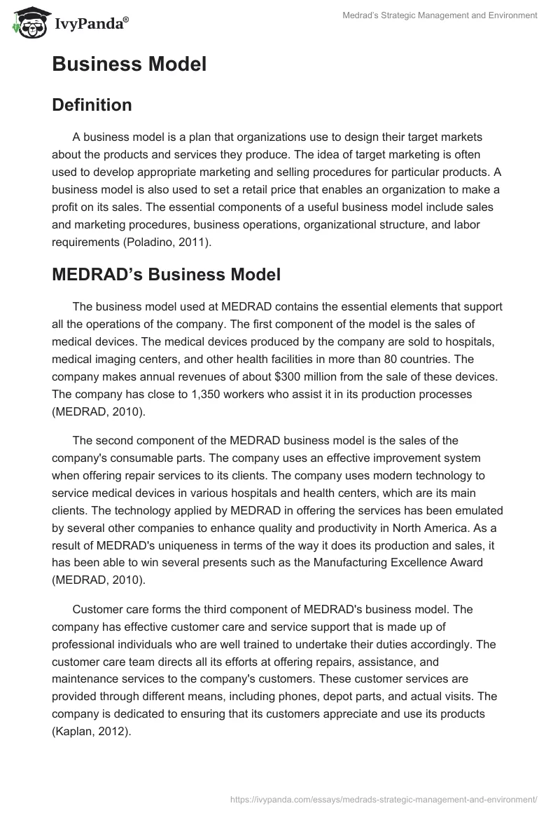 Medrad’s Strategic Management and Environment. Page 3