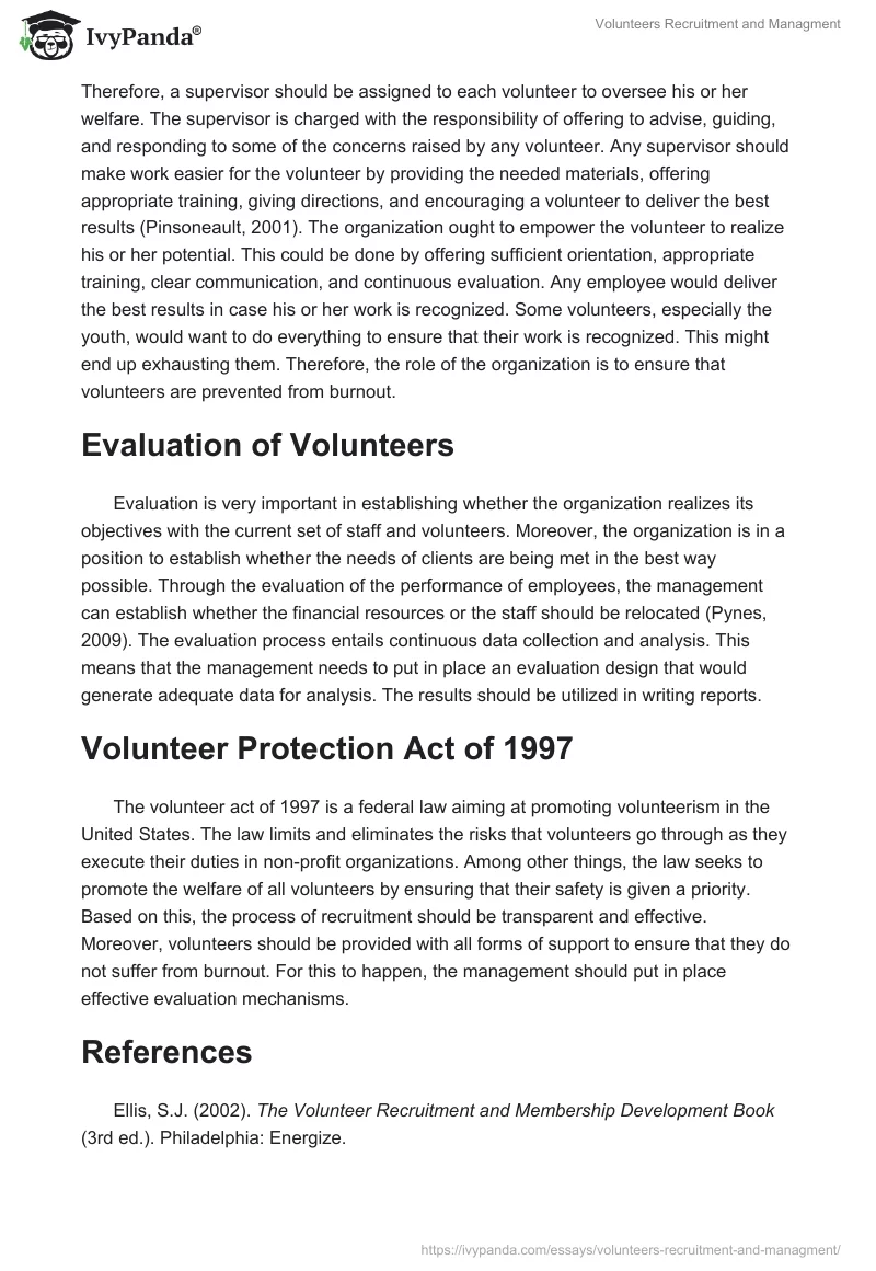 Volunteers Recruitment and Managment. Page 3
