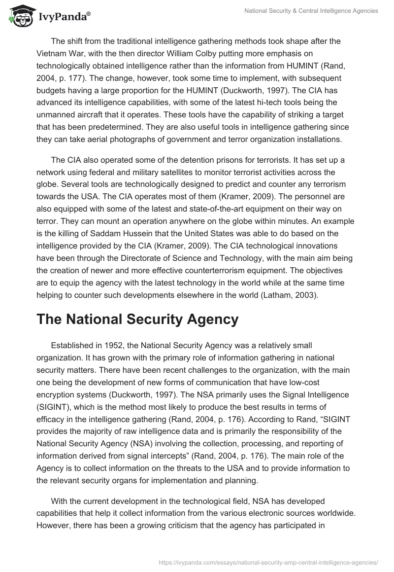 National Security & Central Intelligence Agencies. Page 3